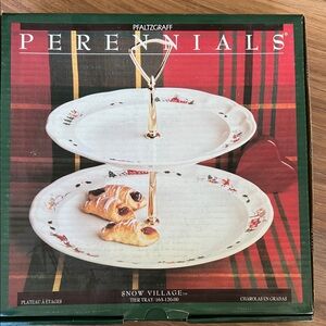 Pfaltzgraff Perennials Snow Village Tiered Tray